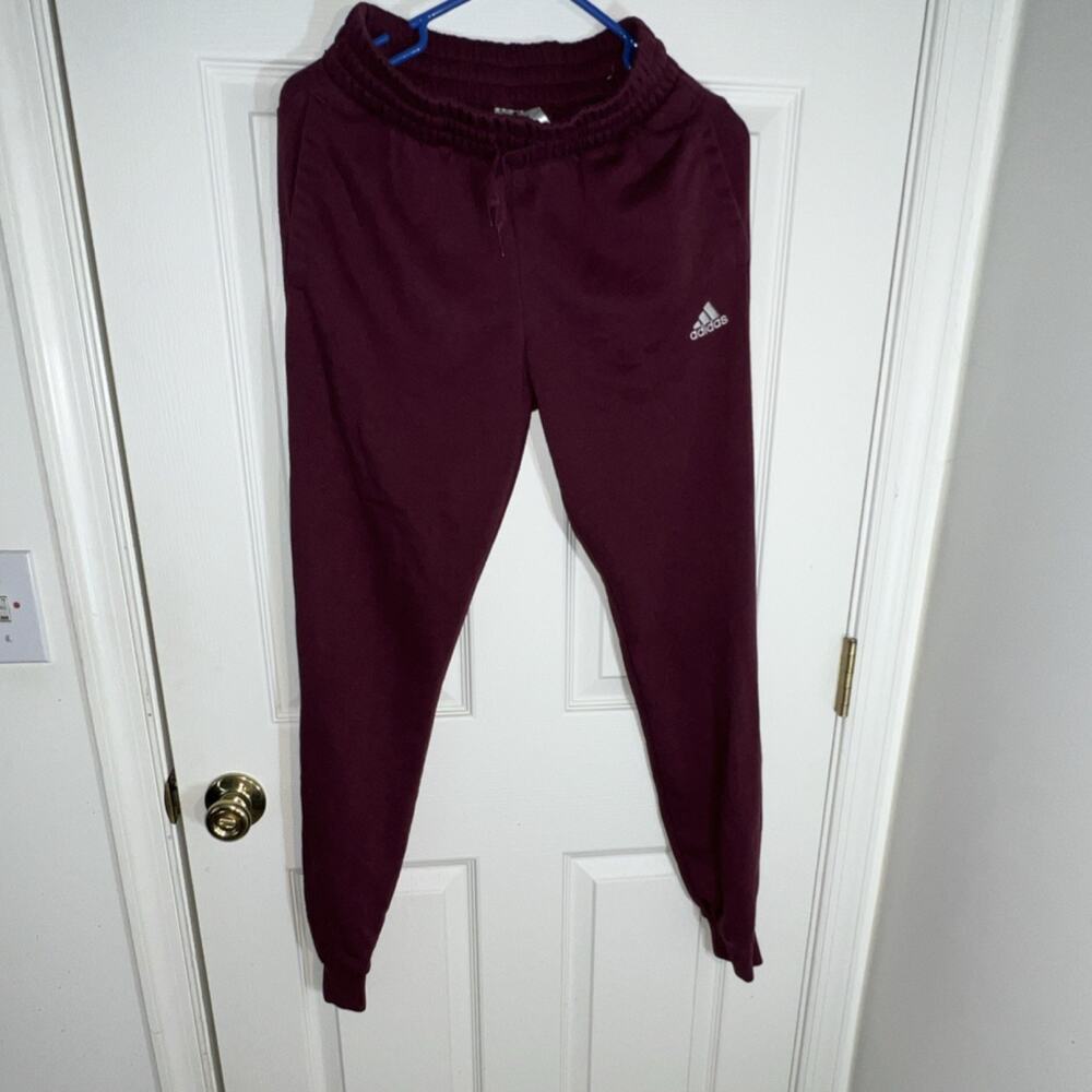 adidas Men's Maroon Jogger Pants XS Drawstring Elastic Waist Pockets Tapered